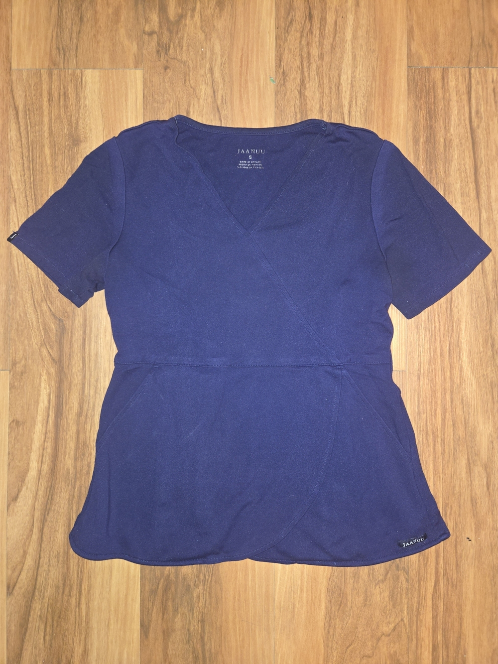 Jaanuu Women's Navy Wrap-Style Scrub Top - Picture 1 of 2